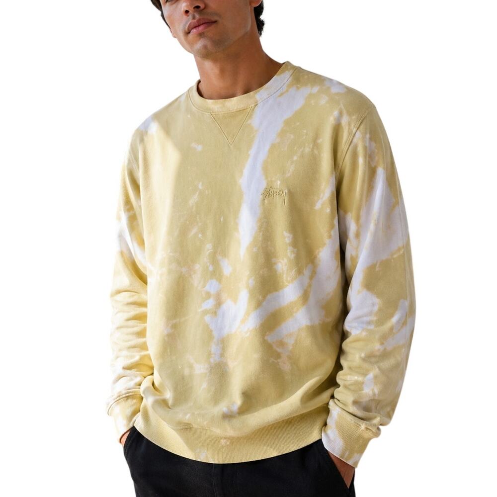 Stussy Yellow White Tie-Dye Cotton Sweater Men’s Medium Streetwear